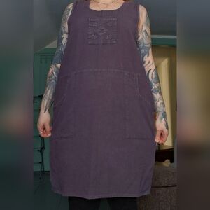 El Huarache Cottons 100% Cotton Deep Purple Pocketed Dress